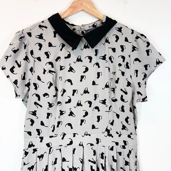 ModCloth Novelty Black Cat Halloween Dress | Gray | SZ L - Picture 4 of 10